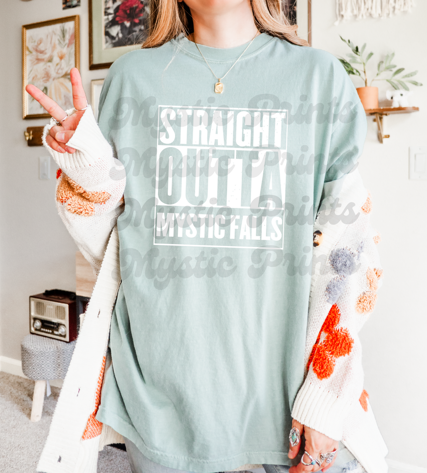 Vampire Diaries T-Shirt, Straight Outta Mystic Falls Tee, TVD Fan Shirt, Bold Graphic Unisex Comfort Fit, TVD Fan Merch, TVD Rap Tee