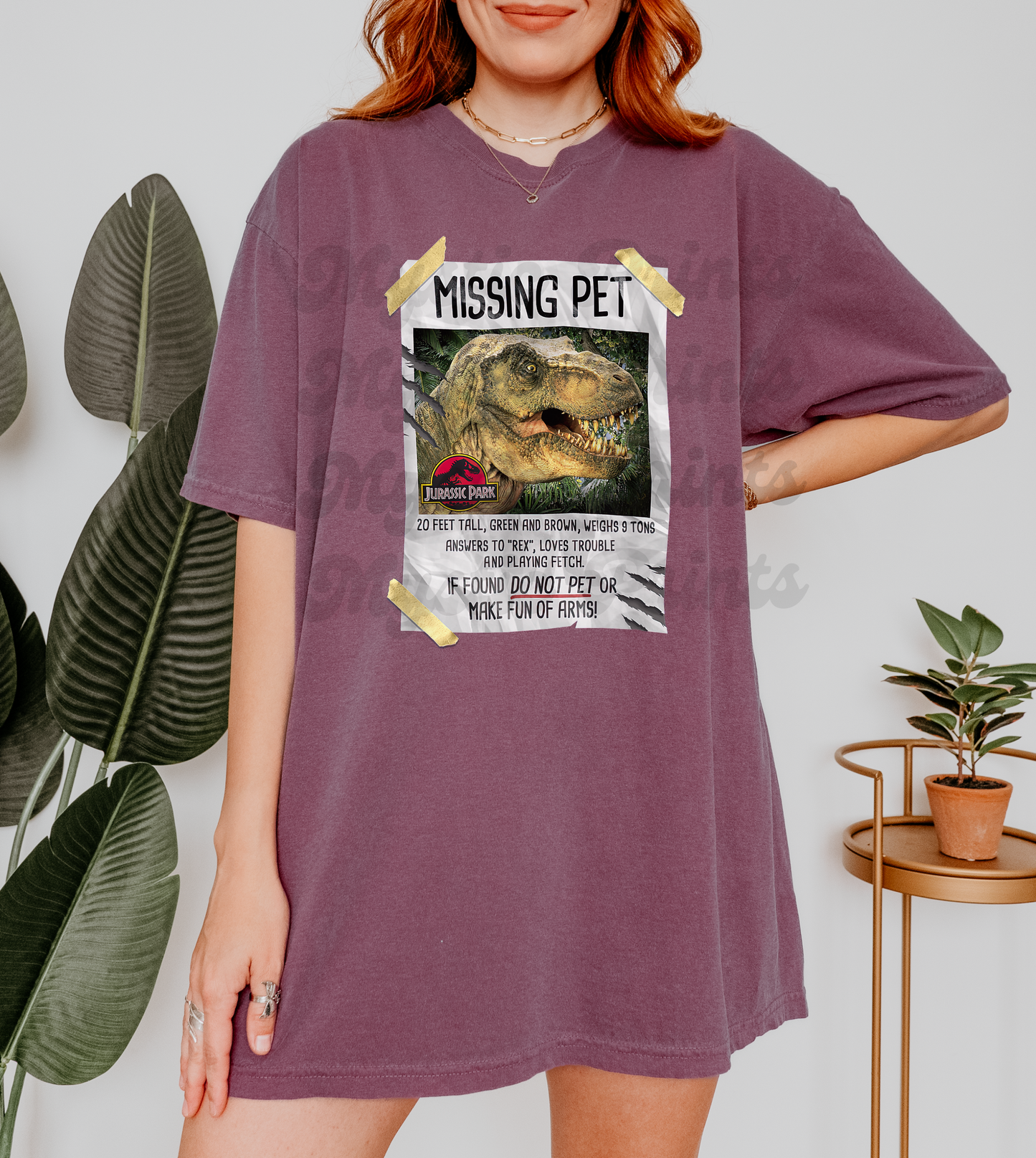 Missing Pet – T-Rex Graphic Shirt – Funny Dinosaur Lost Pet Tee – Unisex Dinosaur T-Shirt
