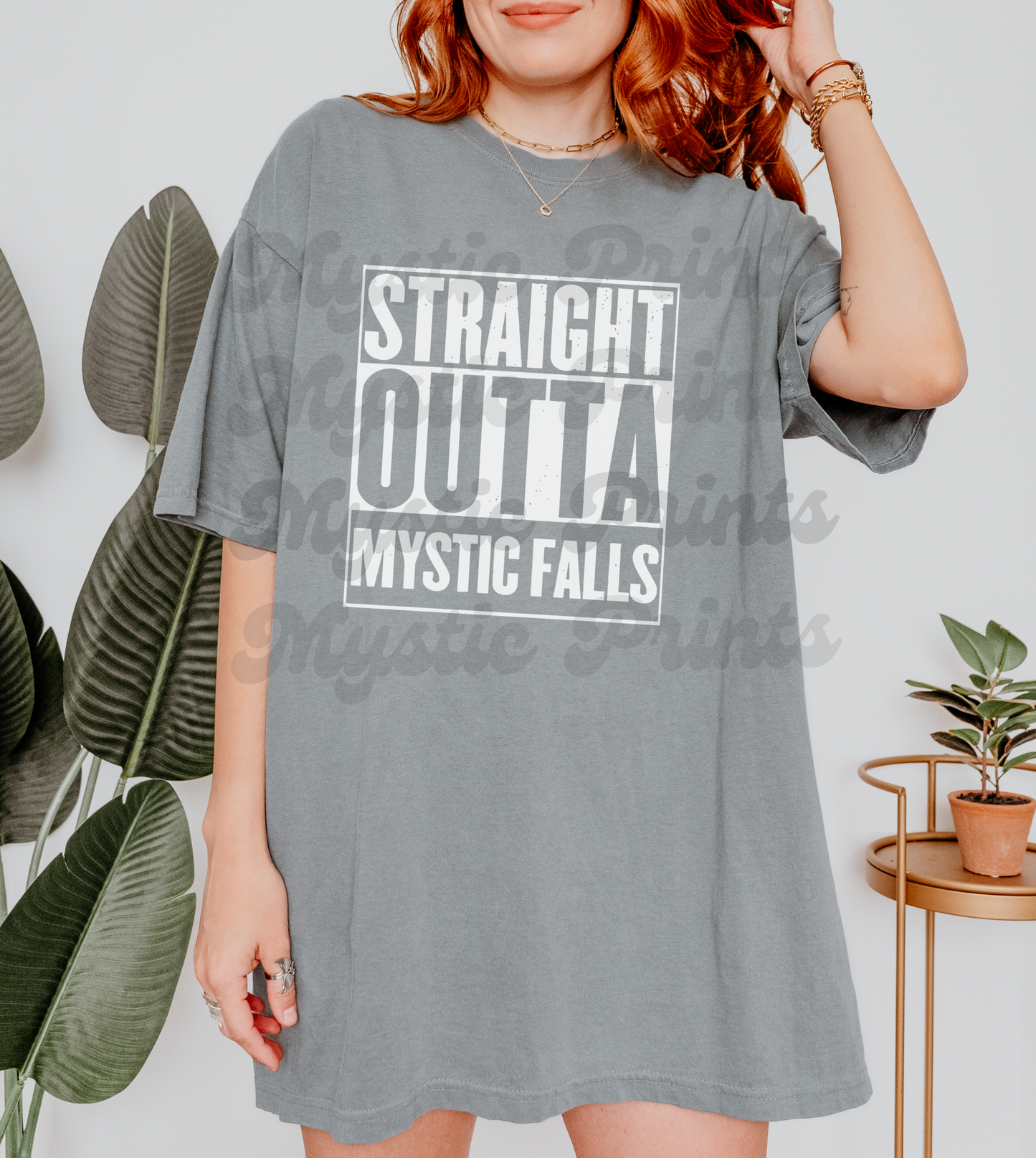 Vampire Diaries T-Shirt, Straight Outta Mystic Falls Tee, TVD Fan Shirt, Bold Graphic Unisex Comfort Fit, TVD Fan Merch, TVD Rap Tee