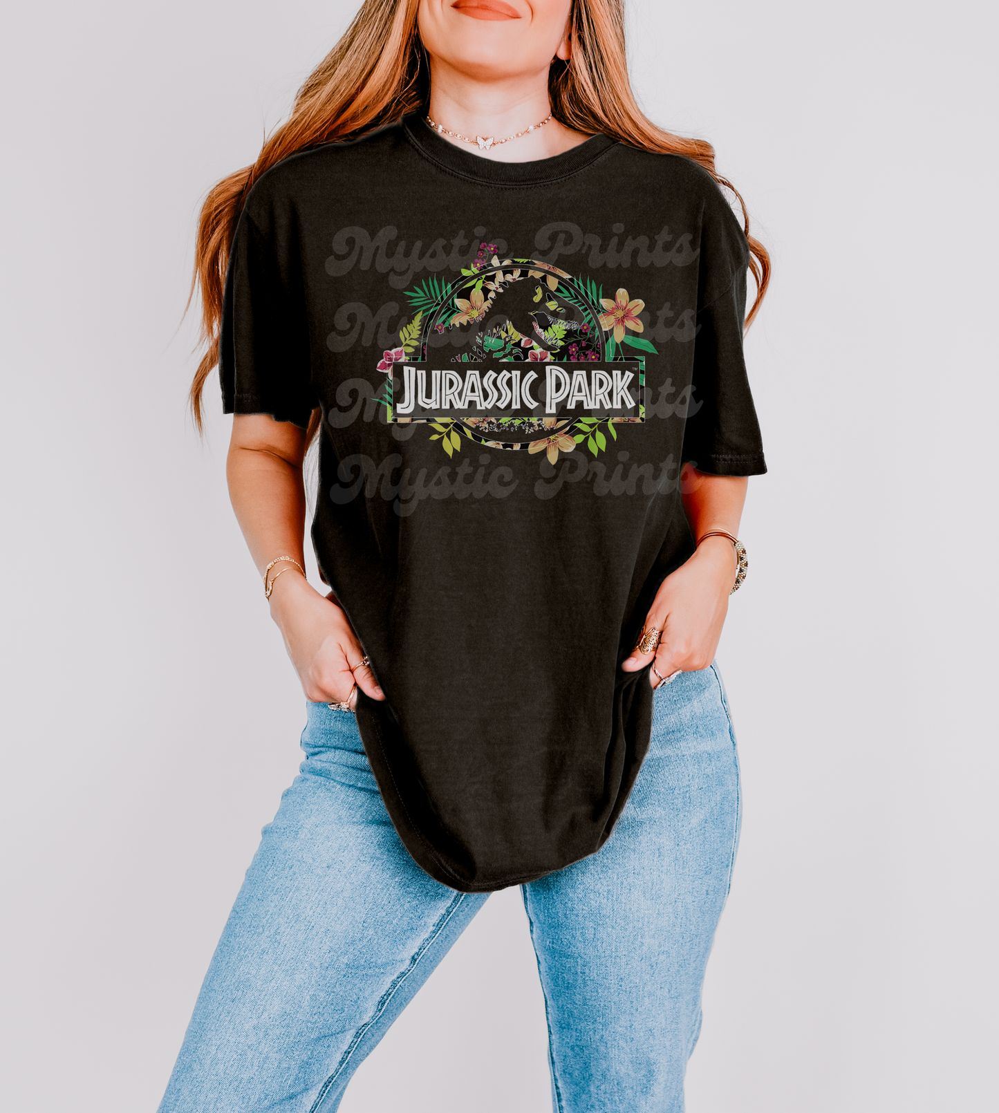 Floral Dinosaur Shirt – Vintage-Inspired T-Rex Graphic Tee – Unisex Jurassic-Inspired Tee