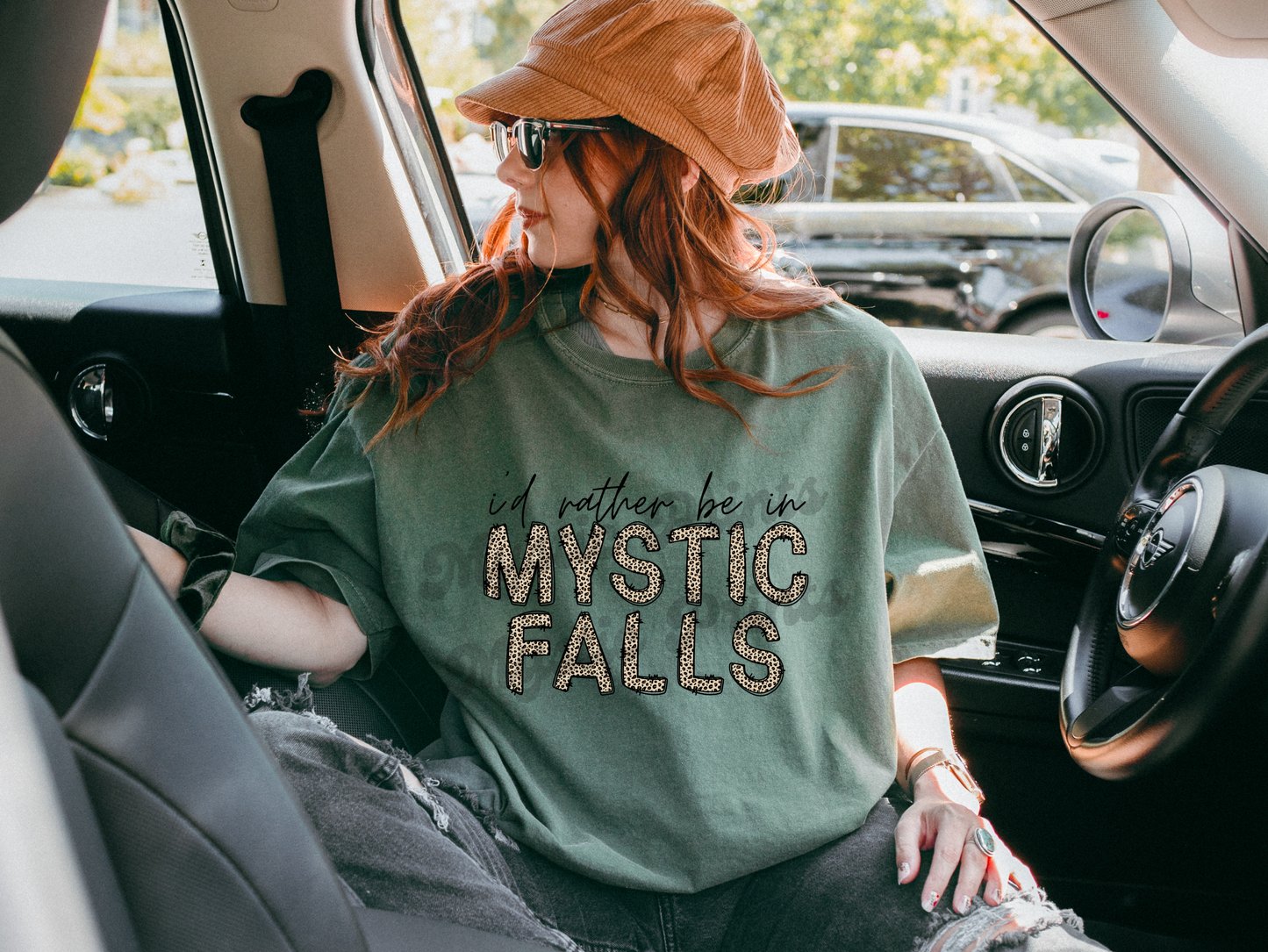 Mystic Falls Tee | I'd Rather Be in Mystic Falls Cheetah Print Shirt | Vampire Diaries Fan Gift | TVD Comfort Colors Tee