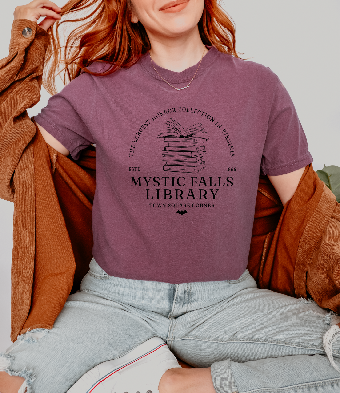 Mystic Falls Library Shirt | Vampire Diaries Shirt | TVD Graphic Tee | Horror Book Club Tee