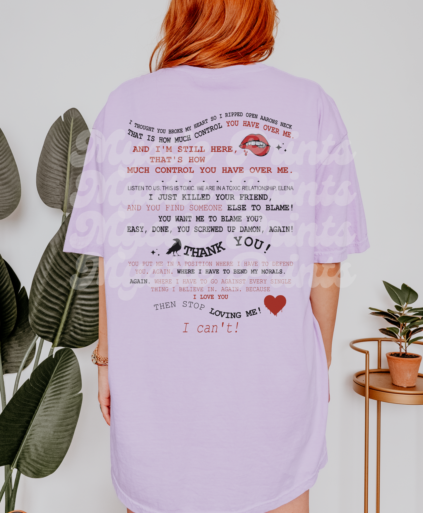 Vampire Diaries Delena Quote Tee | Mystic Falls Fan Shirt | Damon & Elena Living Room Scene Back Print