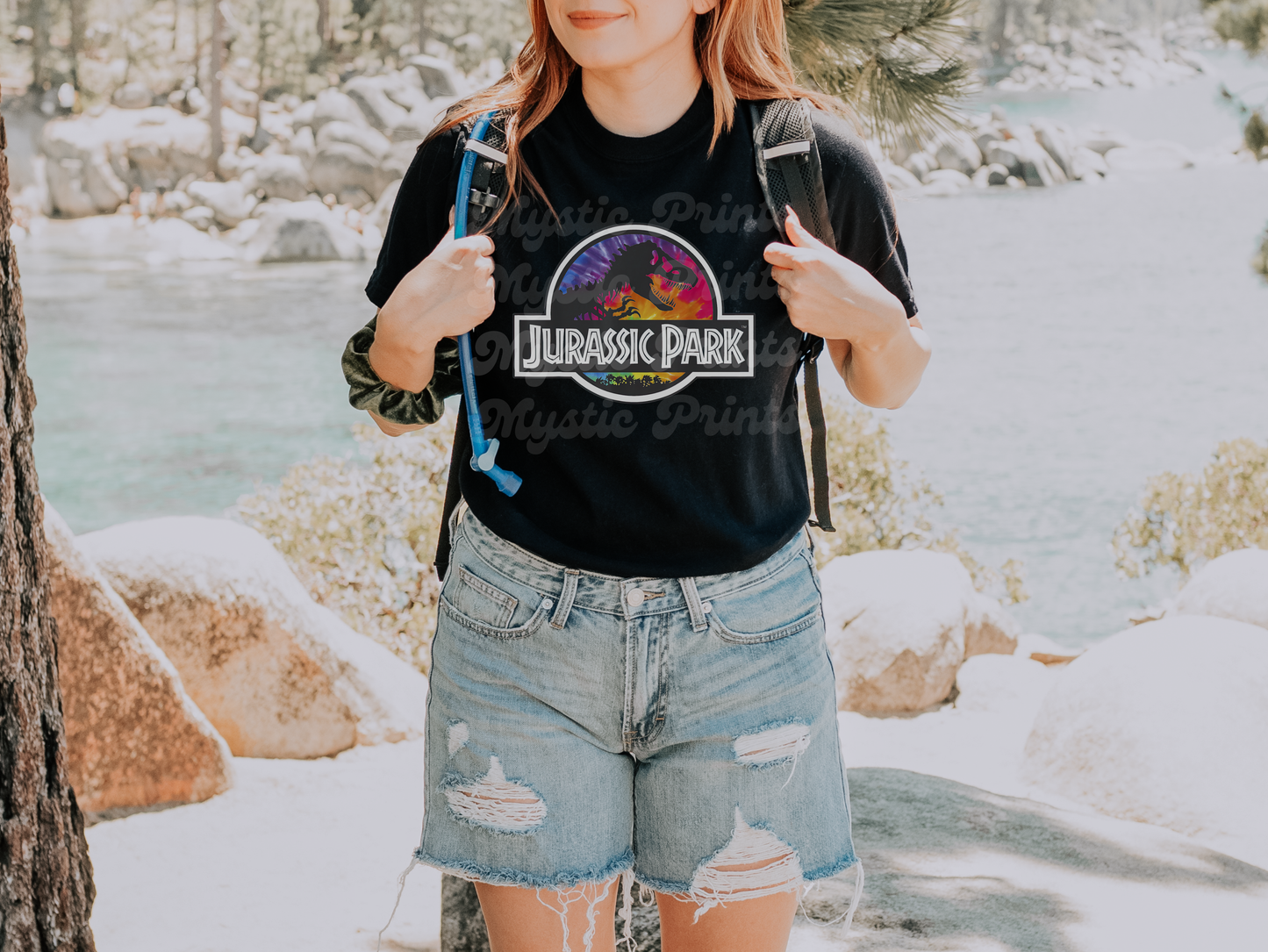 Tie Dye Jurassic-Inspired Shirt – Vintage Dinosaur Graphic Tee – Unisex T-Rex Tie Dye Shirt
