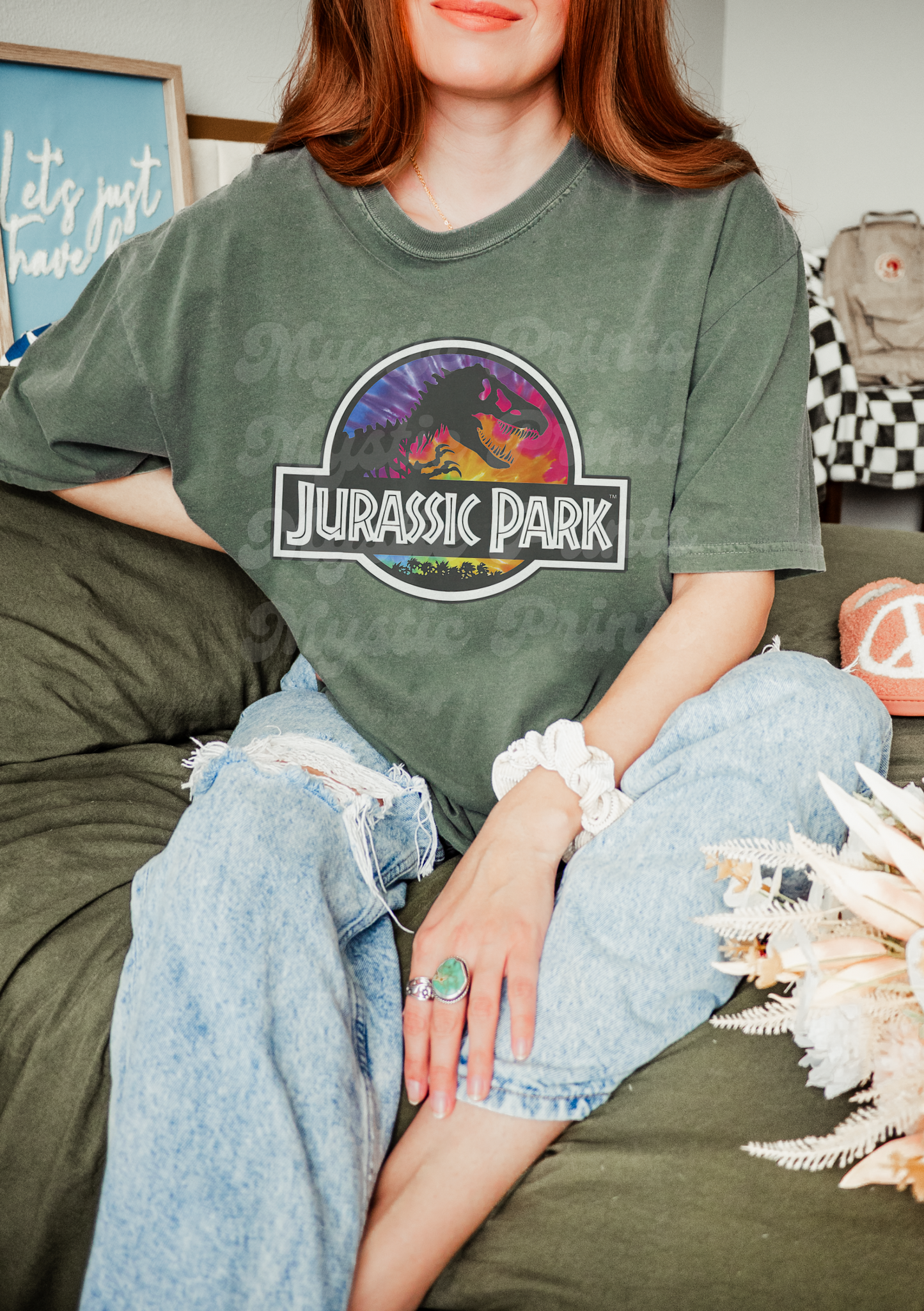 Tie Dye Jurassic-Inspired Shirt – Vintage Dinosaur Graphic Tee – Unisex T-Rex Tie Dye Shirt