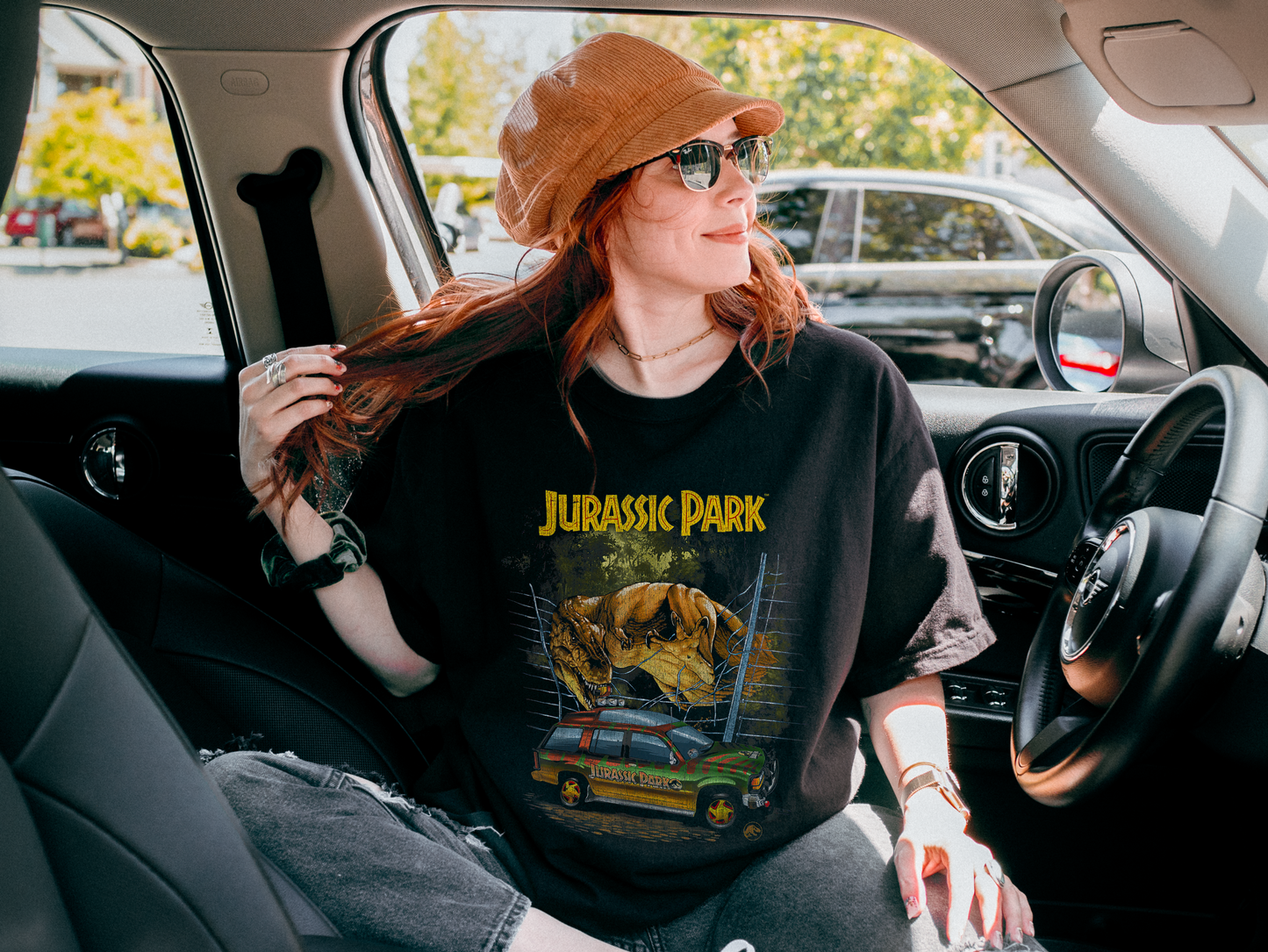 Vintage Dinosaur Graphic Tee – Rexy Attacks Tour Car – Retro Dinosaur Adventure Shirt - 90's FIlm T-shirt