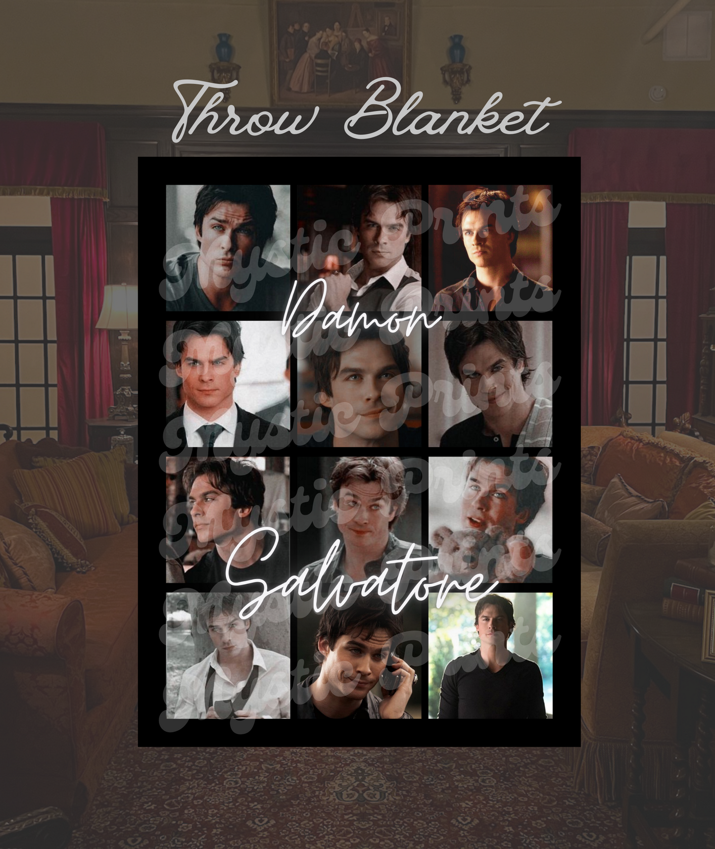 Damon Salvatore Blanket – Vampire Diaries Throw – TVD Fan Blanket - Vampire Diaries Blanket