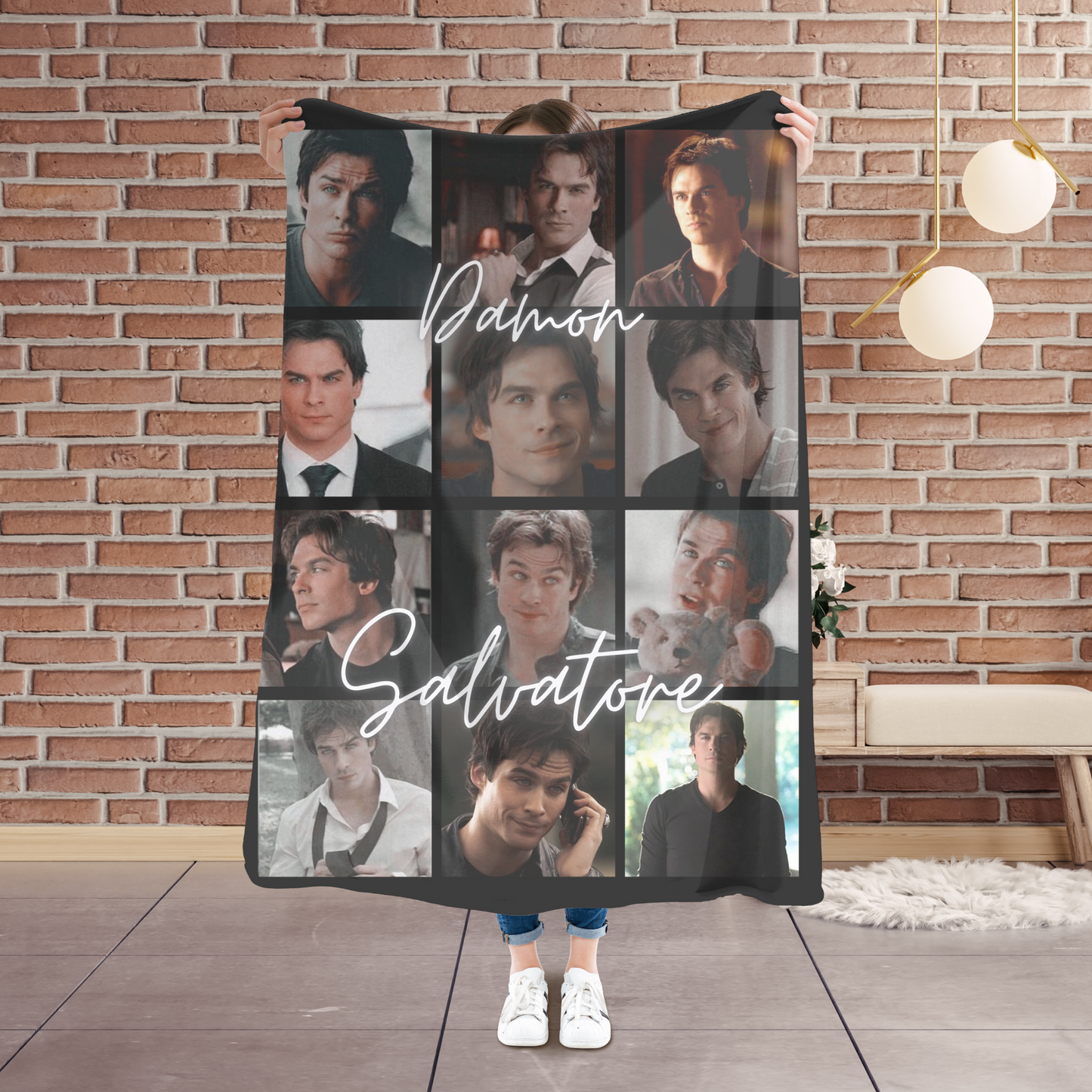 Damon Salvatore Blanket – Vampire Diaries Throw – TVD Fan Blanket - Vampire Diaries Blanket