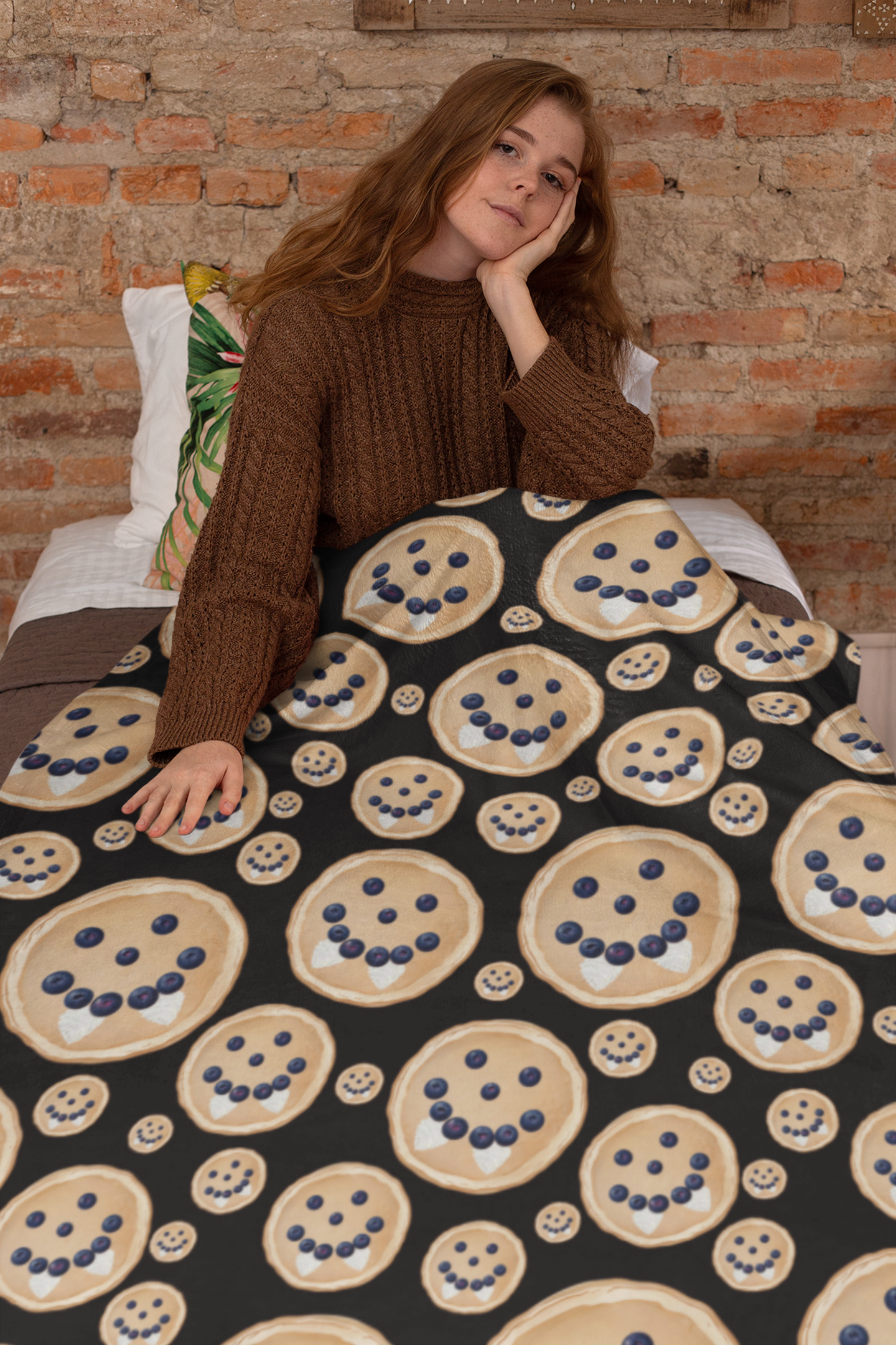 Damon's Vampire Pancake Blanket – Inspired by The Vampire Diaries – Prison World Pancake Design – Velveteen Throw – Cozy Blanket for Fans