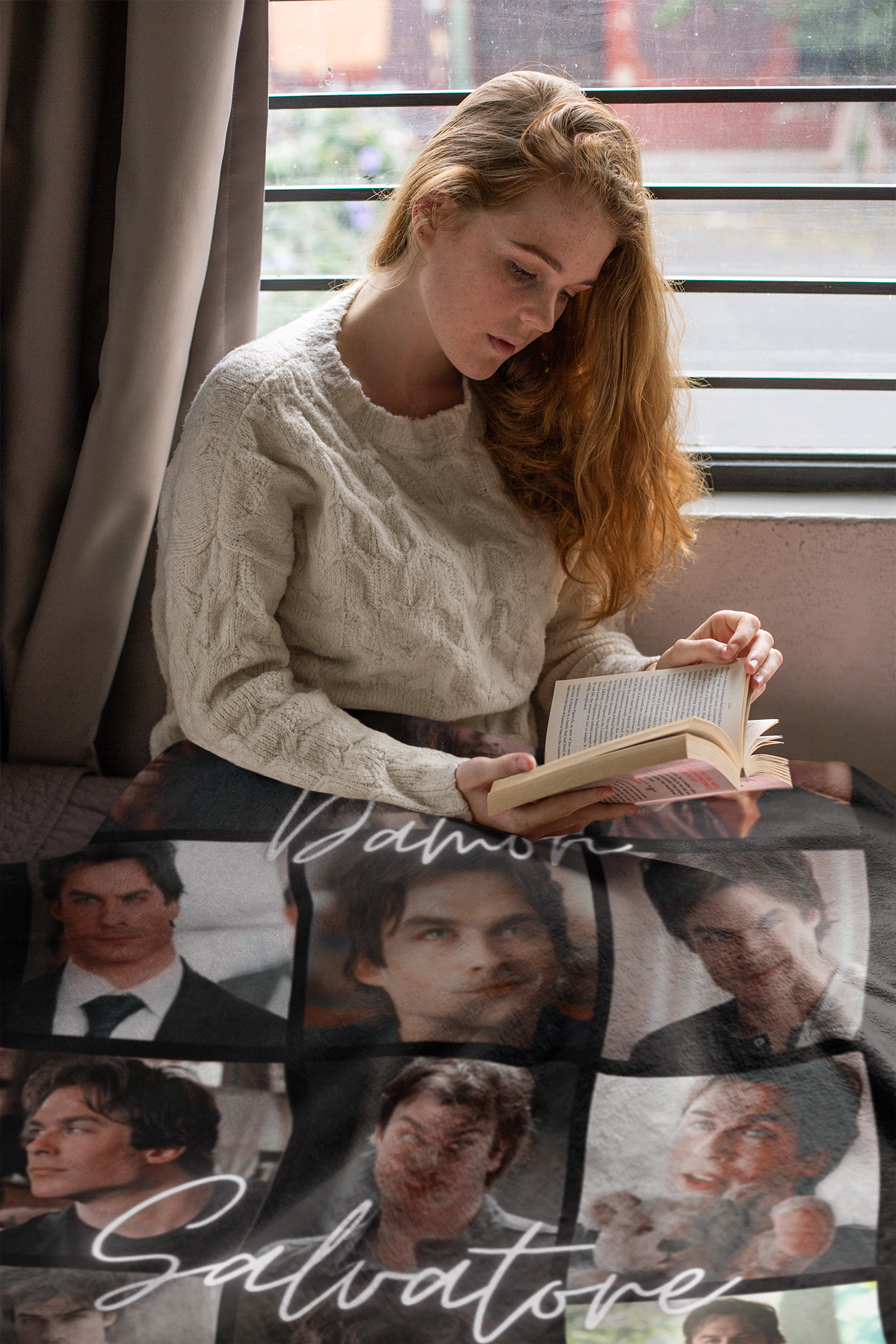 Damon Salvatore Blanket – Vampire Diaries Throw – TVD Fan Blanket - Vampire Diaries Blanket