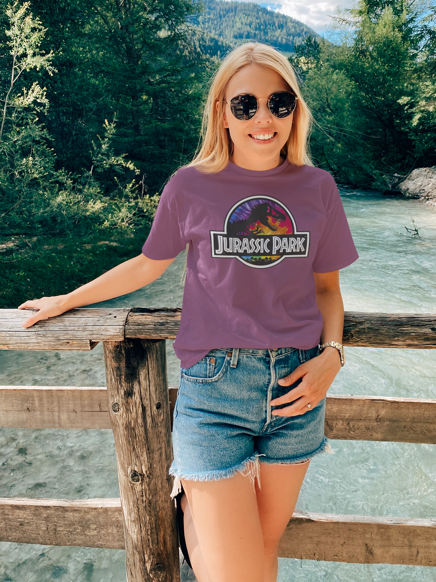 Tie Dye Jurassic-Inspired Shirt – Vintage Dinosaur Graphic Tee – Unisex T-Rex Tie Dye Shirt