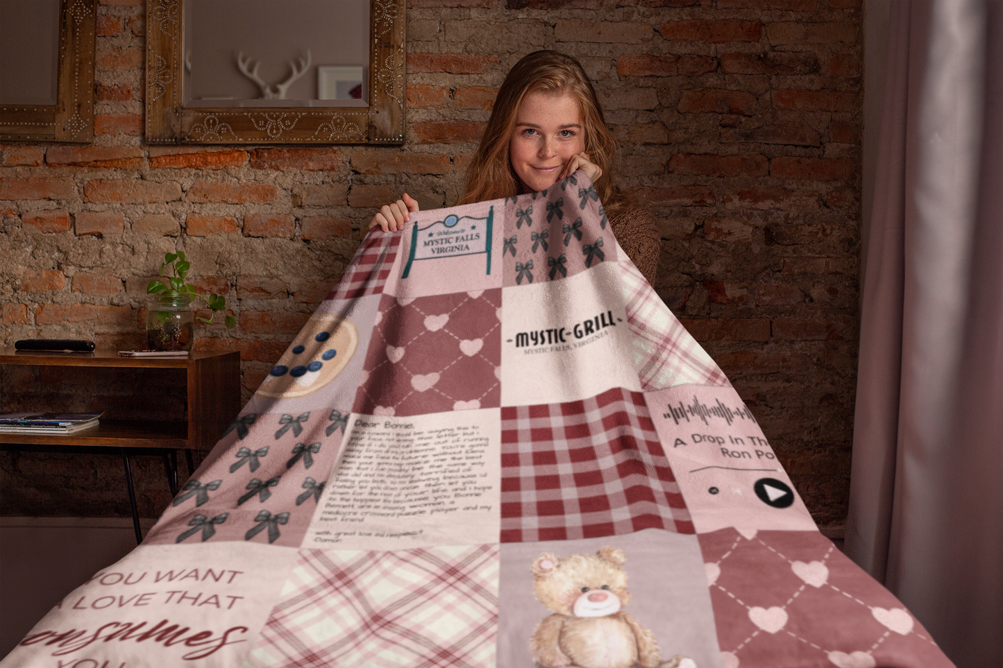 Vampire Diaries Blanket – Mystic Falls Throw – Velveteen Plush Blanket – TVD Inspired Home Decor – Cozy Blanket for Fans – Gift for TVD Lovers