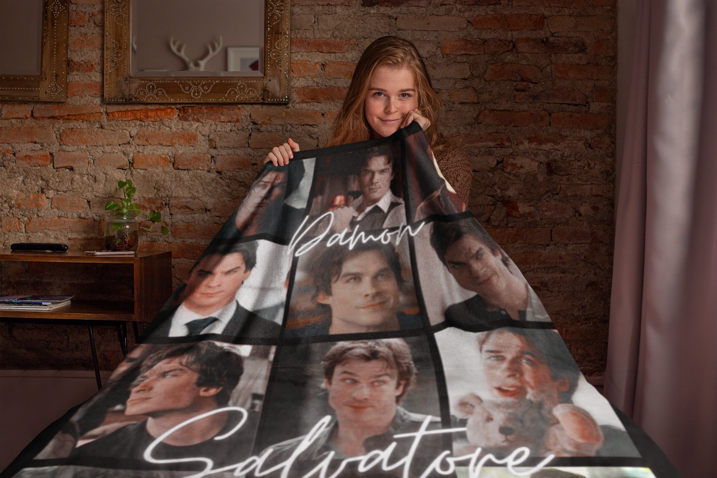 Damon Salvatore Blanket – Vampire Diaries Throw – TVD Fan Blanket - Vampire Diaries Blanket