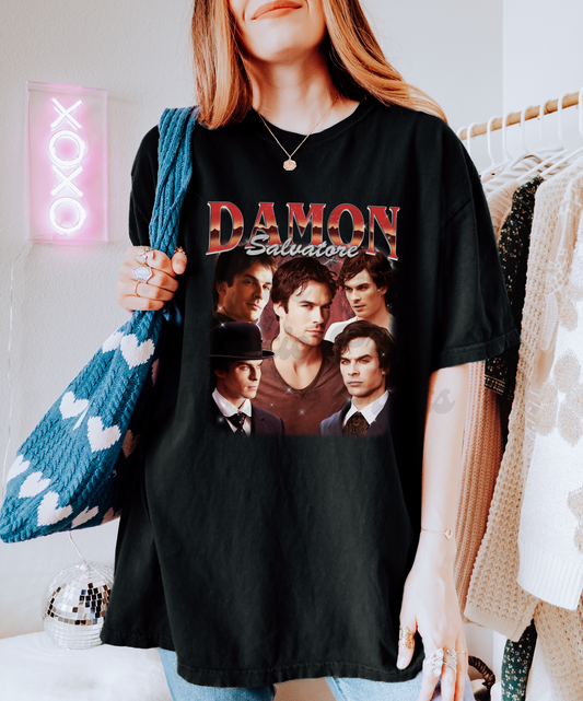 Vampire Diaries T-Shirt - Damon Salvatore T-Shirt – Vampire Graphic Tee – TVD Fan Merch – Damon Bootleg Rap Tee  - Unisex Comfort Fit