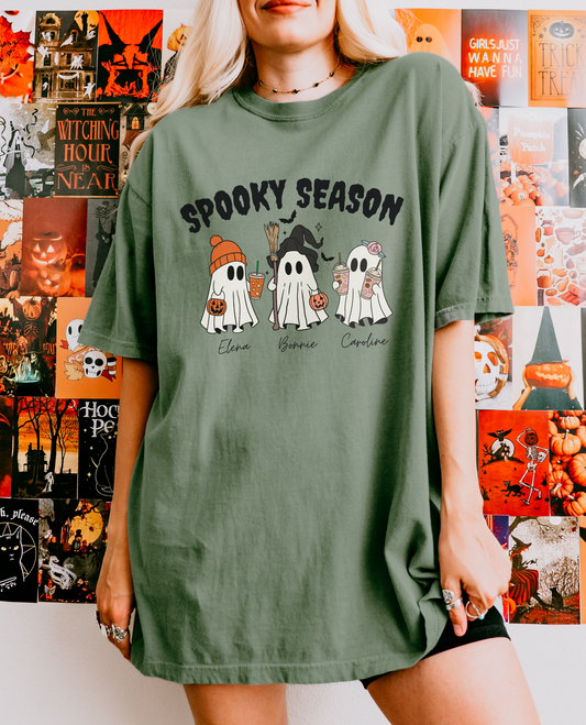 Spooky Season Vampire Diaries Shirt | Mystic Falls Ghosts Tee | Elena Bonnie Caroline Cute Halloween TVD Top