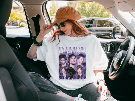 Damon Salvatore Bootleg Rapper Tee, Vampire Diaries T-Shirt, TVD Fandom Shirt, TVD Fan Merch, Vintage Rap Tee, Mystic Falls T-Shirt