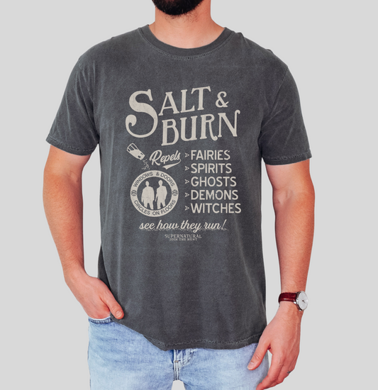 Salt & Burn Supernatural Shirt | SPN Hunting Graphic Tee | Winchester Brothers Fan Merch Gift