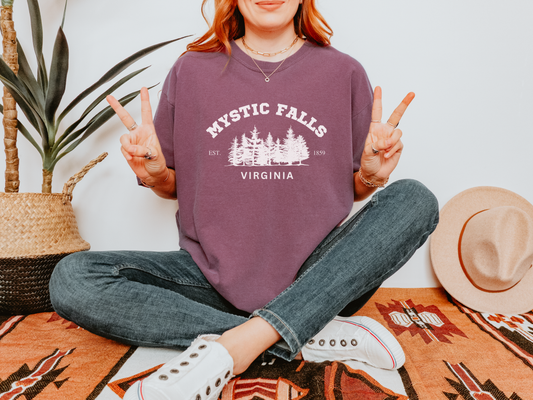 Vampire Diaries T-Shirt, Mystic Falls T-Shirt, Mystic Falls Logo-Inspired Shirt, TVD Fan Tee, TVD Fan Merch, Unisex Comfort Fit