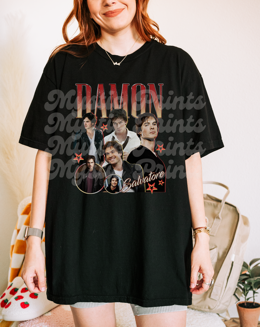 Damon Salvatore Vintage Rap Tee | 90s 2000s Hip Hop Style Vampire Diaries Shirt | Mystic Falls Fan Apparel
