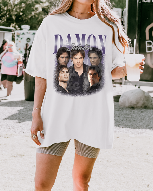 Vampire Diaries Rap Tee | Damon Salvatore Graphic T-Shirt | Vintage 90s 2000s Rapper Style Fan Shirt