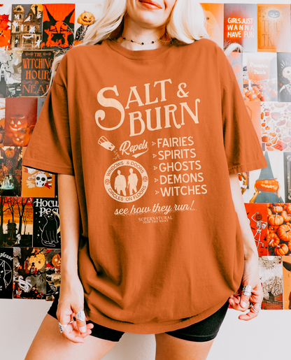 Salt & Burn Supernatural Shirt | SPN Hunting Graphic Tee | Winchester Brothers Fan Merch Gift