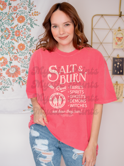 Salt & Burn Supernatural Shirt | SPN Hunting Graphic Tee | Winchester Brothers Fan Merch Gift