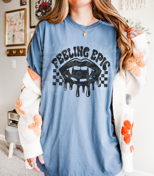 Vampire Diaries Retro Lips Tee | Mystic Falls Checkered Graphic Shirt | TVD Inspired Fan Gift