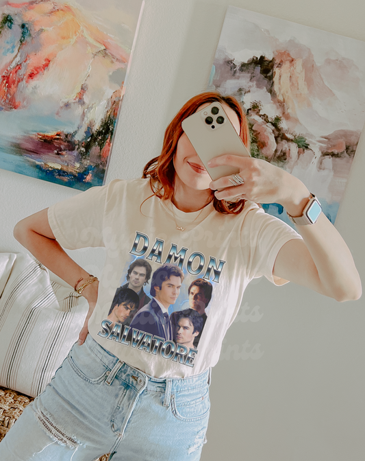 Vampire Diaries T-Shirt, Damon Salvatore Bootleg Rapper Tee, TVD Fandom Shirt, Soft Unisex Comfort Fit, TVD Fan Merch, Vintage Rap Tee