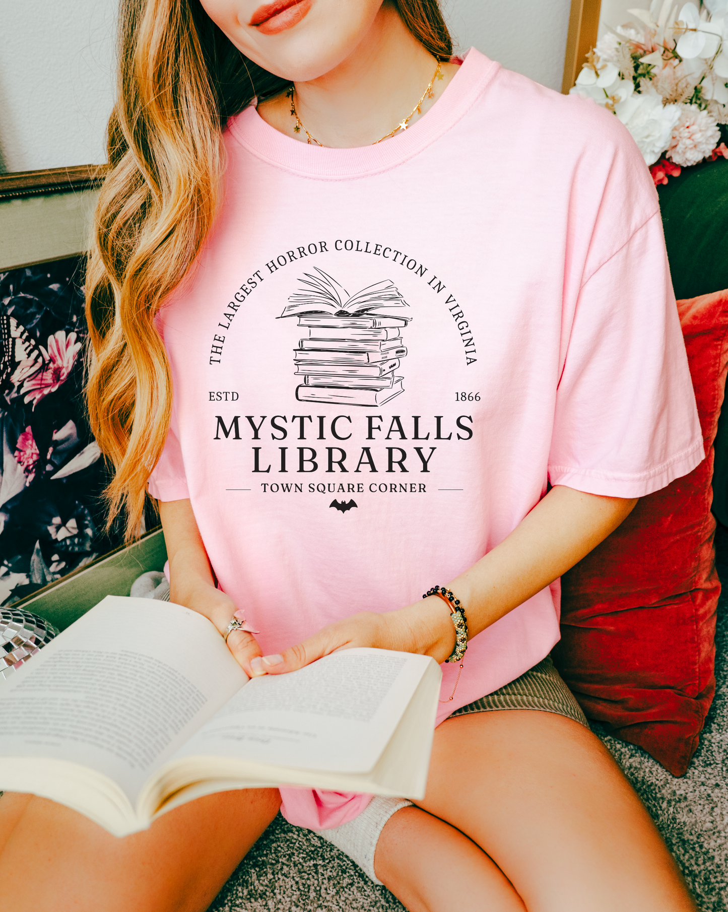 Mystic Falls Library Shirt | Vampire Diaries Shirt | TVD Graphic Tee | Horror Book Club Tee