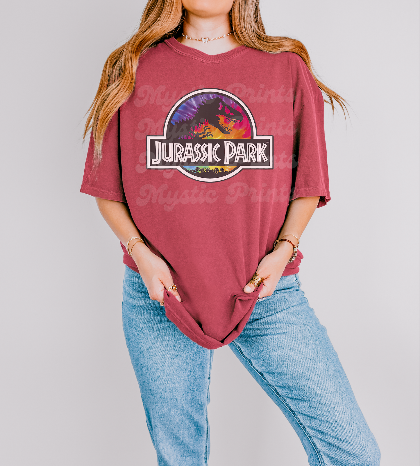 Tie Dye Jurassic-Inspired Shirt – Vintage Dinosaur Graphic Tee – Unisex T-Rex Tie Dye Shirt