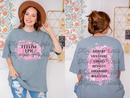 Mystic Falls Tee | Pink Cheetah Print Vampire Diaries Inspired Shirt | TVD Comfort Colors Tee