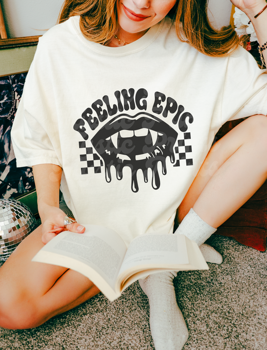 Vampire Diaries Retro Lips Tee | Mystic Falls Checkered Graphic Shirt | TVD Inspired Fan Gift