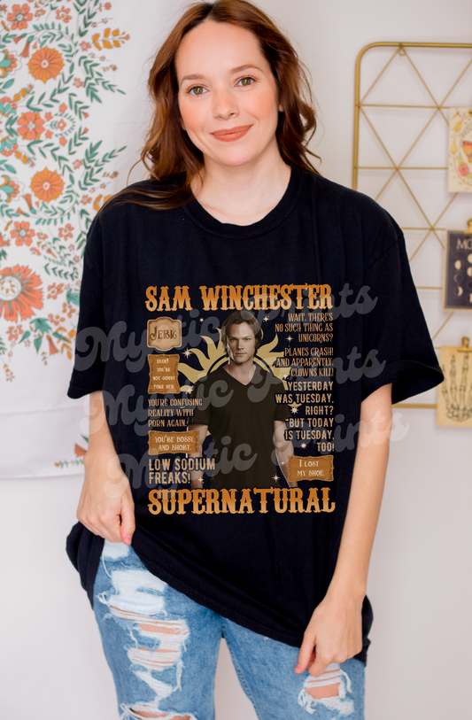 Sam Winchester Rap Tee | Supernatural Bootleg Shirt | SPN Quote Shirt | 90s Rap Style Sam Shirt | Dean & Sam Supernatural Fan Tee
