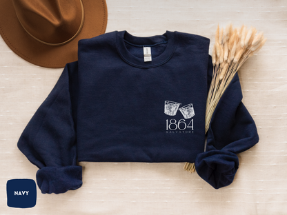 Salvatore Whiskey Glasses Crewneck | Vampire Diaries Inspired Sweatshirt | Cozy TVD Fan Gift | Mystic Falls | Gildan 18000