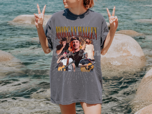 Bootleg Style Morgan Shirt | Fan Collage Country Tee | Retro Rap Tour Tee Aesthetic | Country Concert Graphic