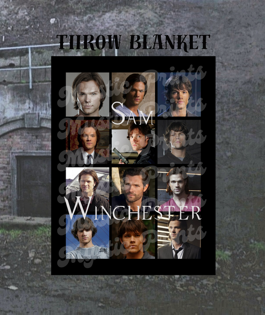 Sam Winchester Blanket – SPN Inspired Throw – Supernatural Fan Blanket– Winchesters & Hunters