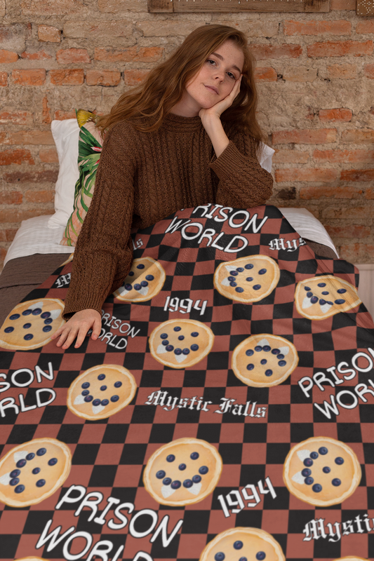 Damon Pancake Prison World Velveteen Throw Blanket | Mystic Falls 1994 | Vampire Diaries Fandom